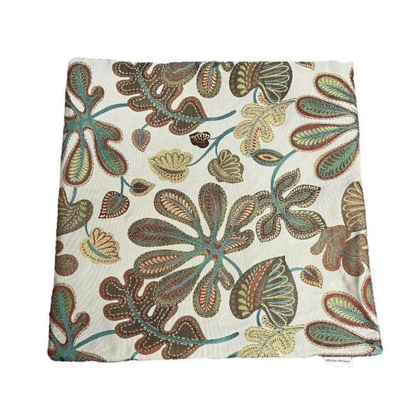 Mika Home Floral Jacquard Pillow Cover Set Of 2 Cream Taupe 20" Hidden Zipper - Picture 3 of 7